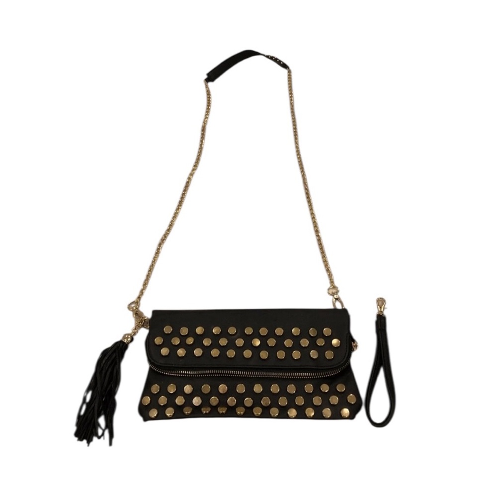 Black vegan leather clutch and crossbody bag - Picture 2 of 5